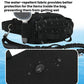 Black dog walking waist pack with water-repellent fabric and bottle holder section