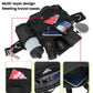 Black multi-compartment dog walking waist pack with water bottle and leash