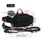 Black dog walking waist bag with front zip pocket, bottle holder, and attached leash