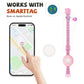 Pink smart cat tracker collar with circular finder tag and bell charm
