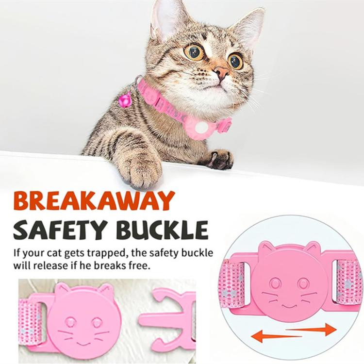 Pink cat collar with safety breakaway buckle and bell charm