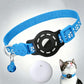 Cat tracker collar with blue reflective paw pattern strap and white tracker puck