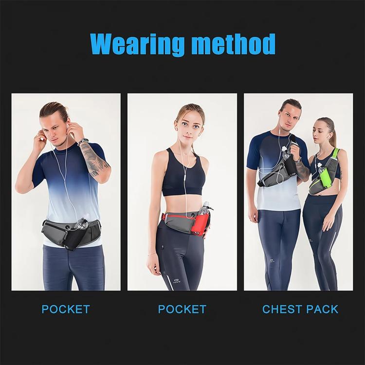 Waterproof waist bag with hands-free wearing options and integrated phone pocket.