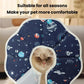 Soft cat post-surgery recovery cone, navy space print with padded neck opening