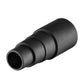 Black dust extraction hose connector with ridged coupling end piece