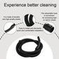 Coiled black vacuum hose with connector ends for retractable extension use