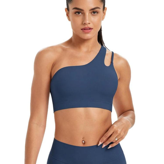 One-Shoulder Backless Sports Bra For Running Fitness And Yoga, S, M, L, XL