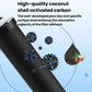 Black activated carbon filter cartridge with textured porous surface detail