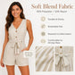 V-Neck Sleeveless Striped Jumpsuit Shorts, S, M, L, XL