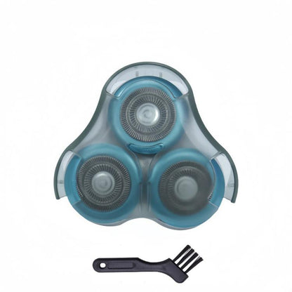 Blue triple shaver head replacement set with black cleaning brush