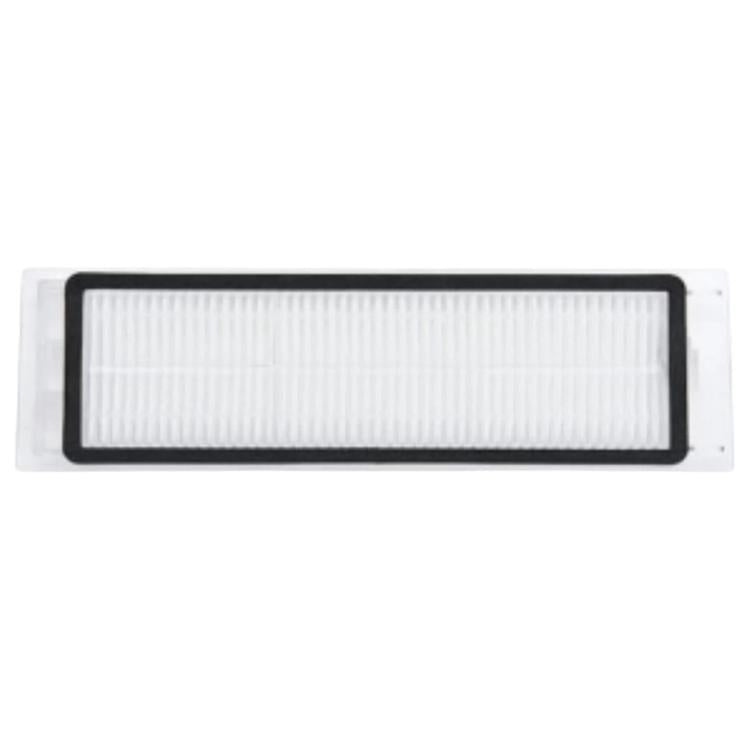 Rectangular robot vacuum air filter with white pleated media and black border