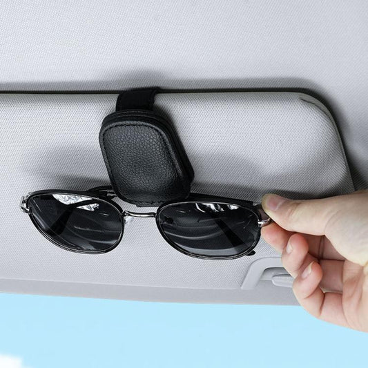 Nappa Leather Car Sunglasses Holder for Sun Visor Universal Magnetic Eyeglass Hanger Clip, Interior Organizer Accessory