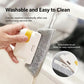 Washable cleaning brush with removable gray brush head and yellow handle accent