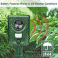 Green square repeller shown in rain with waterproof housing