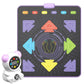 Light-up kids dance mat with colorful arrow pads and circular foot sensors, plus music host