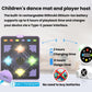 Kids dance mat with LED arrow lights and wireless controller with charging status display
