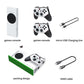 White game console with two controllers plus micro USB charging cable and HDMI cable