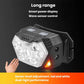 Black headlamp module showing white LED array and red warning light