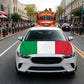 Car front with Italy flag design on hood and windshield