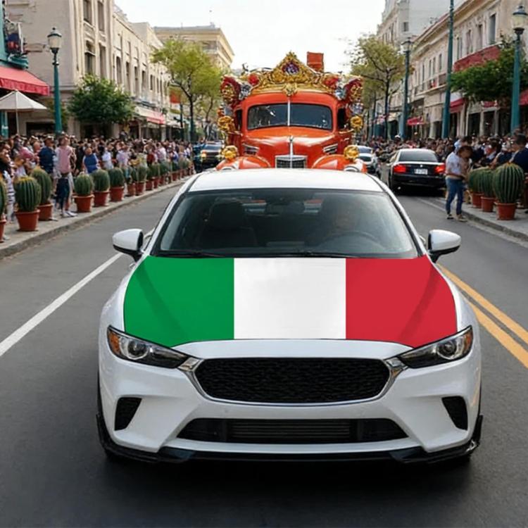 Vehicle front featuring an Italy flag graphic across the hood