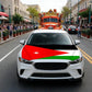 Jordan flag dustproof car cover on sedan, red-and-white with star on hood