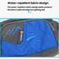 Waterproof hiking waist pack in blue with gray trim and logo detail