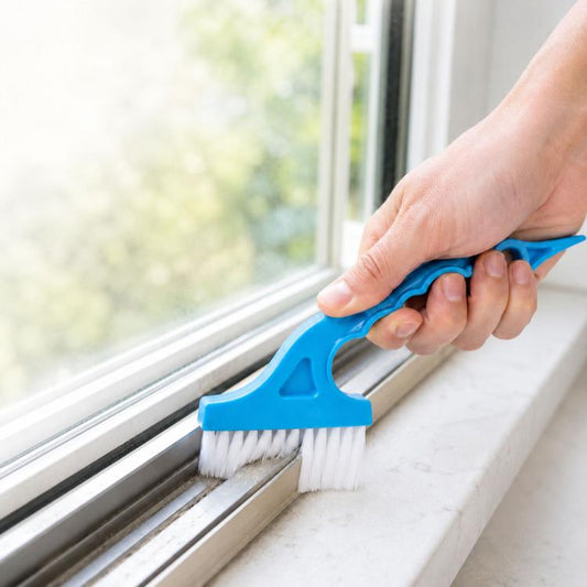 Window Track Cleaning Brush Swan-Neck Crevice Brush with Built-in Scraper, Hand-Held Groove Gap Cleaning Tools