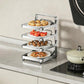 Multi-Tier Kitchen Food Preparation Rack Foldable Storage Rack, Black 4-layer Desktop, Black 5-layer Desktop, White 4-layer Desktop, White 5-layer Desktop, Black 4-layer Wall-mounted, Black 5-layer Wall-mounted, White 4-layer Wall-mounted              ...