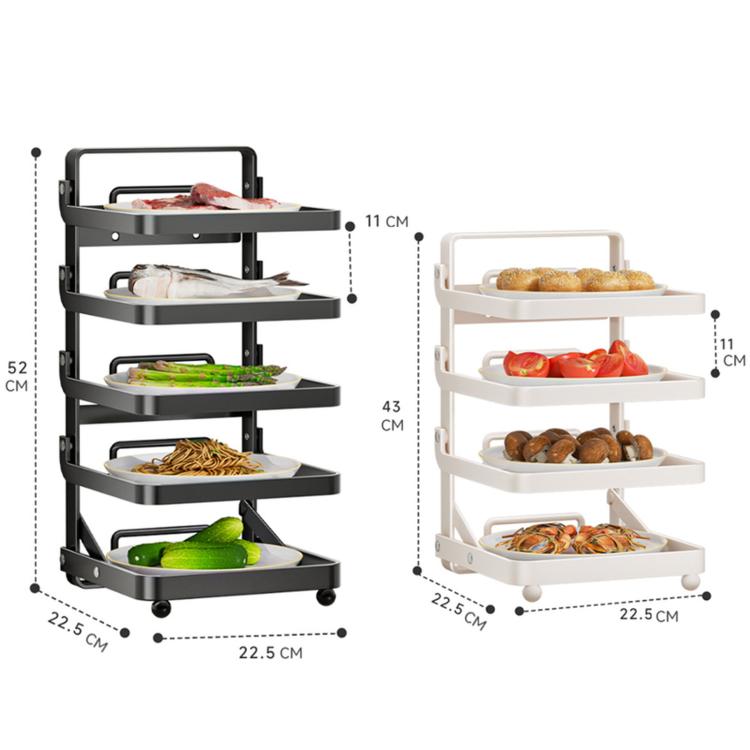 Multi-Tier Kitchen Food Preparation Rack Foldable Storage Rack, Black 4-layer Desktop, Black 5-layer Desktop, White 4-layer Desktop, White 5-layer Desktop, Black 4-layer Wall-mounted, Black 5-layer Wall-mounted, White 4-layer Wall-mounted              ...