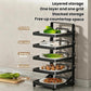 Multi-Tier Kitchen Food Preparation Rack Foldable Storage Rack, Black 4-layer Desktop, Black 5-layer Desktop, White 4-layer Desktop, White 5-layer Desktop, Black 4-layer Wall-mounted, Black 5-layer Wall-mounted, White 4-layer Wall-mounted              ...