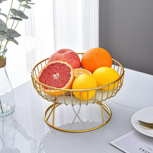 Home Iron Round Fruit & Candy Plate, Desktop Snack & Pastry Tray, Small White Gold, Small Black Gold, Large White Gold, Large Black Gold