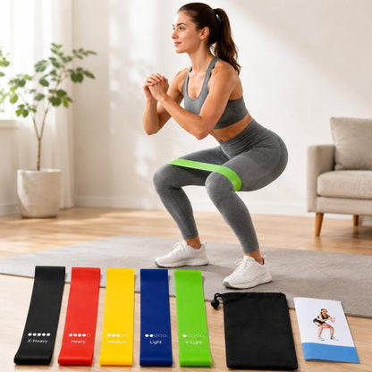 5-in-1 Resistance Loop Bands TPE Exercise Bands Workout Set with Storage Bag, 600 x 50mm