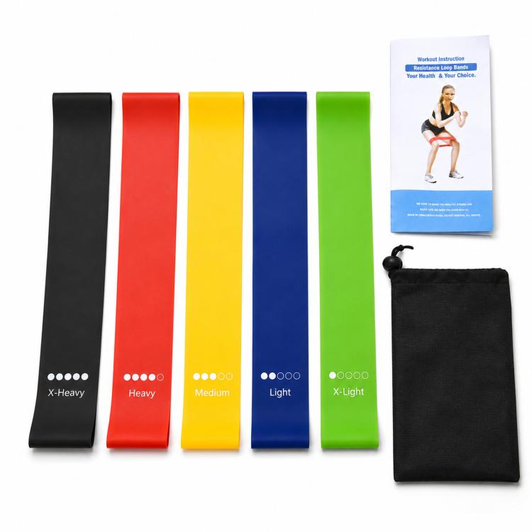 5-in-1 Resistance Loop Bands TPE Exercise Bands Workout Set with Storage Bag, 600 x 50mm