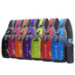 Assorted color nylon waterproof chest sling bags with black straps and front zippers