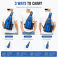 Blue nylon chest bag shown for crossbody, chest, or single-shoulder carry