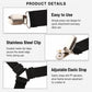 Black elastic strap with stainless steel clip fastener, product detail close-up