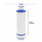 Single pool/spa filter cartridge with white pleated core and blue top opening