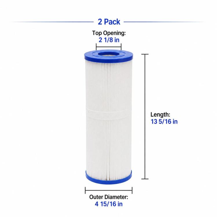 Single pool/spa filter cartridge with white pleated core and blue top opening