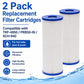 2-pack replacement filter cartridges with white pleated media and blue end caps