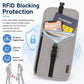 Gray RFID blocking travel passport pouch with neck strap and inner card slots