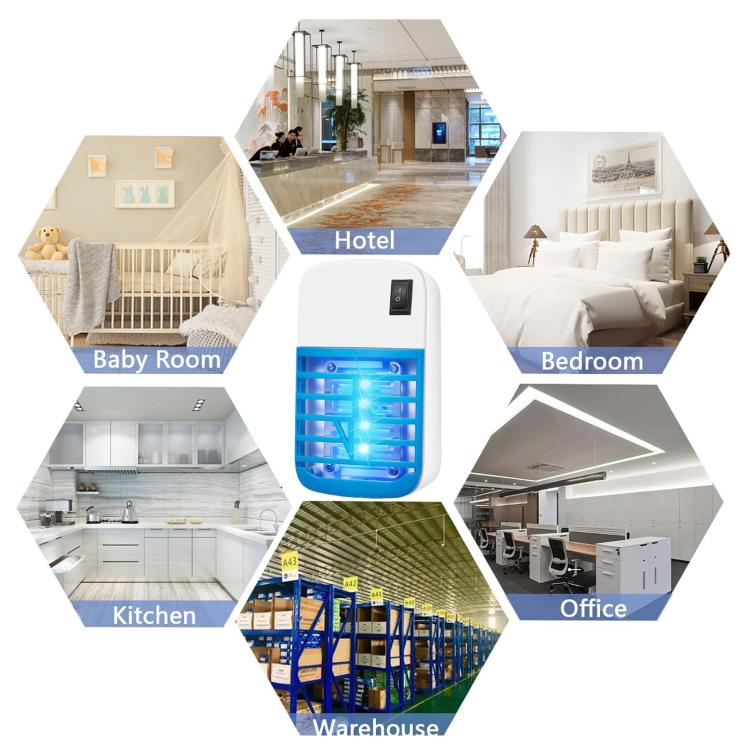 High-Power Electric Shock Mosquito Killer Lamp, LED Low-Noise Wall-Mounted Mosquito Repellent Light, US Plug