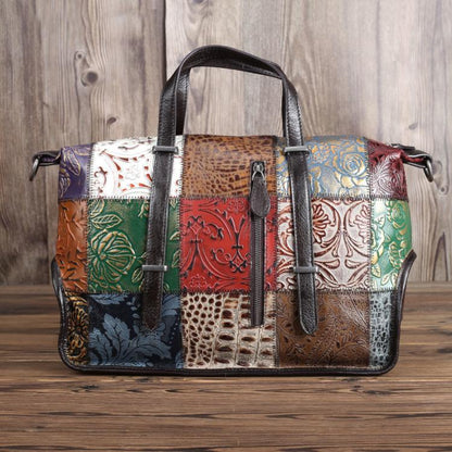 Vintage Handheld Travel Bag Women Spliced Shoulder & Crossbody Bag
