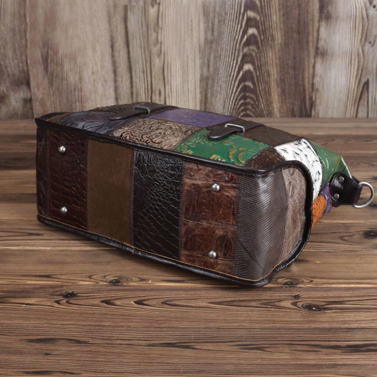 Vintage Handheld Travel Bag Women Spliced Shoulder & Crossbody Bag