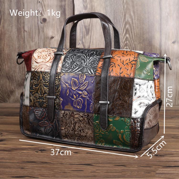 Vintage Handheld Travel Bag Women Spliced Shoulder & Crossbody Bag