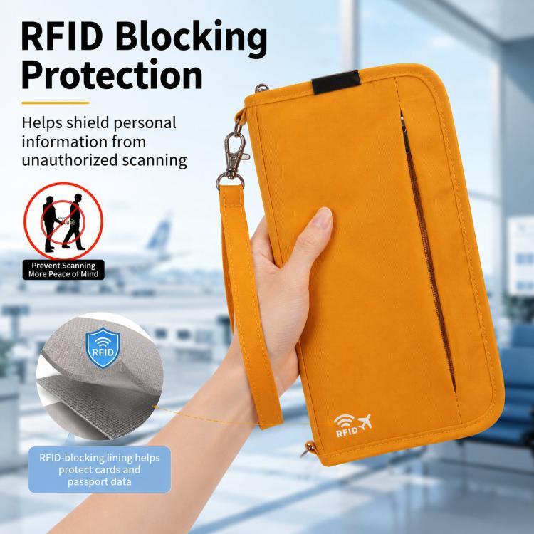 Passport ID Organizer RFID-Protected Cash Travel Document Pouch