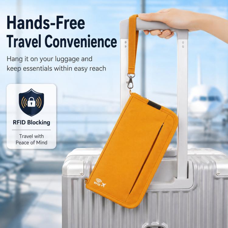 Passport ID Organizer RFID-Protected Cash Travel Document Pouch