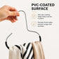 PVC-coated metal hanger hook with black curved base, holding a satin scarf