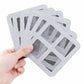 Hand holding disposable white square mesh drain hair catcher stickers