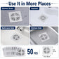 Set of 50 white square mesh drain hair catcher stickers for multiple drains