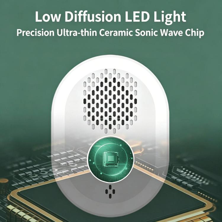 Plug-in ultrasonic repellent lamp with circular grille and LED light feature